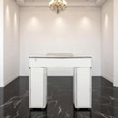 LUX Le Blanc Single Manicure Nail Table Marble Top with UV Hole, Vent & USB