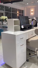 LUX V550 Reception Front Desk Marble Design with LED :: White