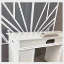 LUX N146 Single Manicure Nail Table Marble Top with UV Hole, Vent Pipe, & USB