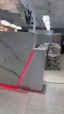 LUX V550 Reception Front Desk Marble Design with LED :: White