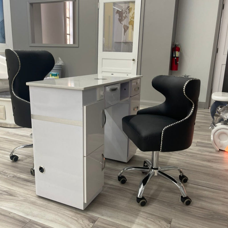 Royal black customer and technician chair for salons