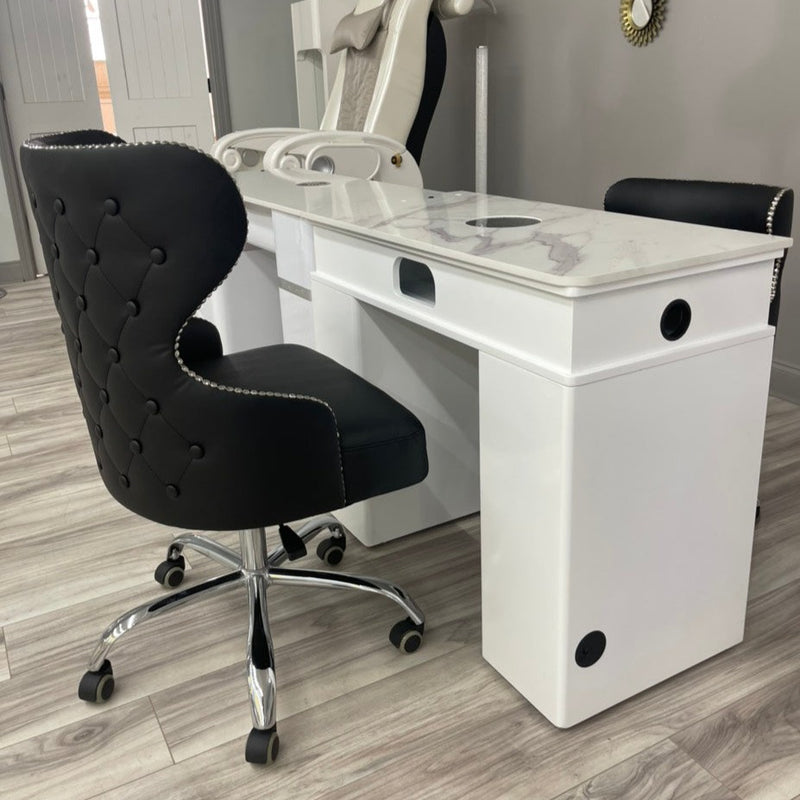 Royal black customer and technician chair for salons