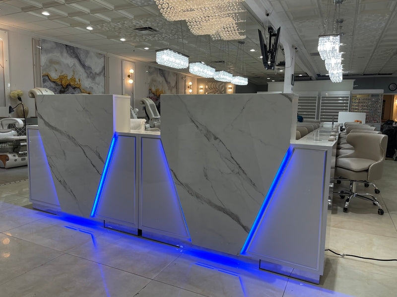 lux spa reception front desk luxury with LED