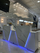 LUX V550 Reception Front Desk Marble Design with LED :: White