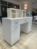 LUX V550 Reception Front Desk Marble Design with LED :: White